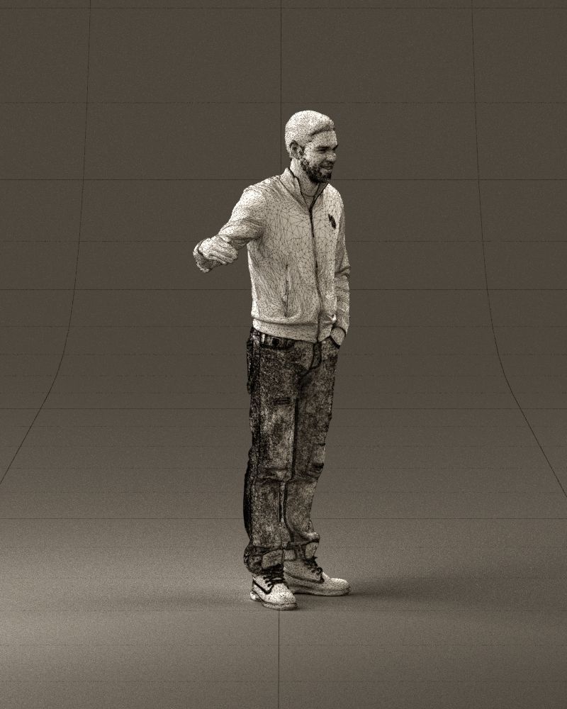 Man blue jacket jeans big smile 0960 3D Print Ready 3D print model_27