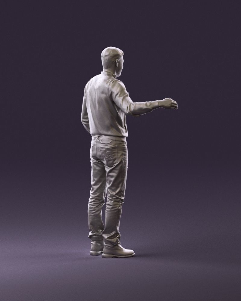 Man blue jacket jeans big smile 0960 3D Print Ready 3D print model_5