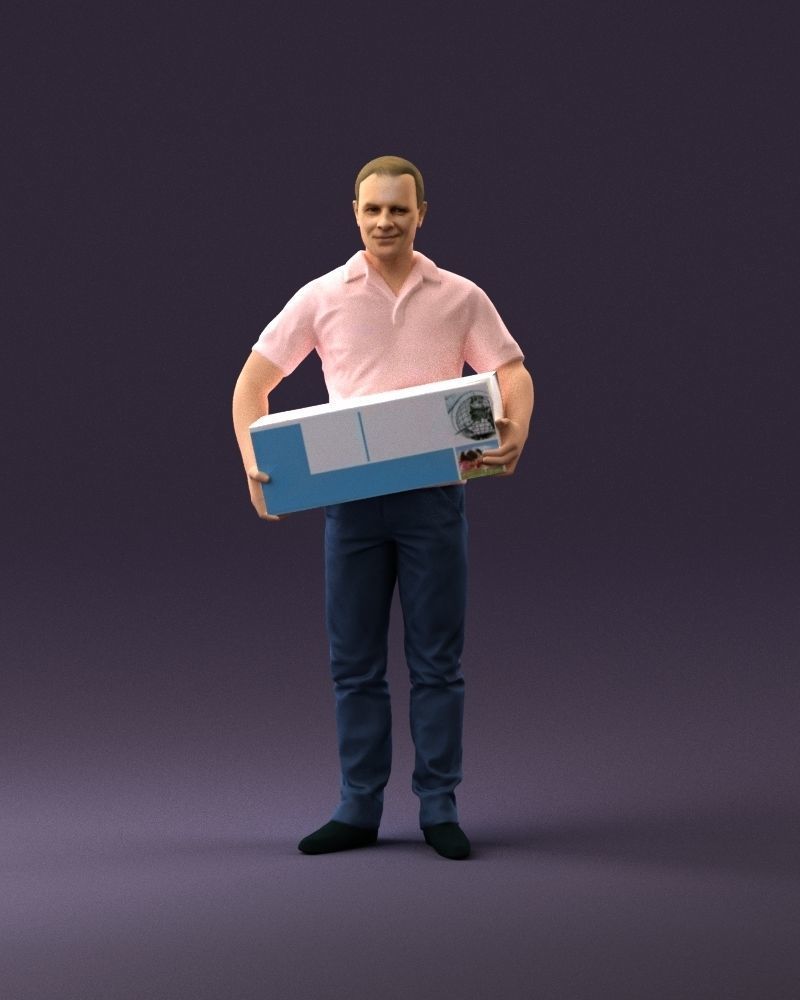 man in white polo jeans box in hands 1094 3D Print Ready 3D print model_13