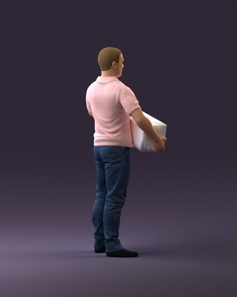 man in white polo jeans box in hands 1094 3D Print Ready 3D print model_17