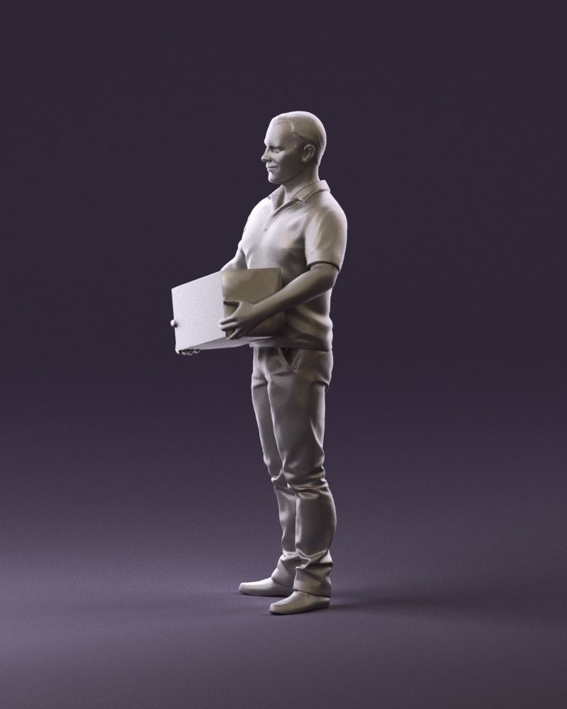 man in white polo jeans box in hands 1094 3D Print Ready 3D print model_9