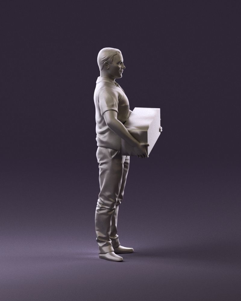 man in white polo jeans box in hands 1094 3D Print Ready 3D print model_4