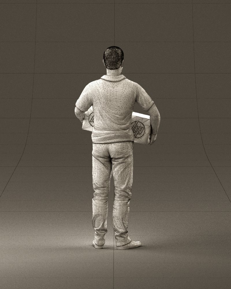 man in white polo jeans box in hands 1094 3D Print Ready 3D print model_30