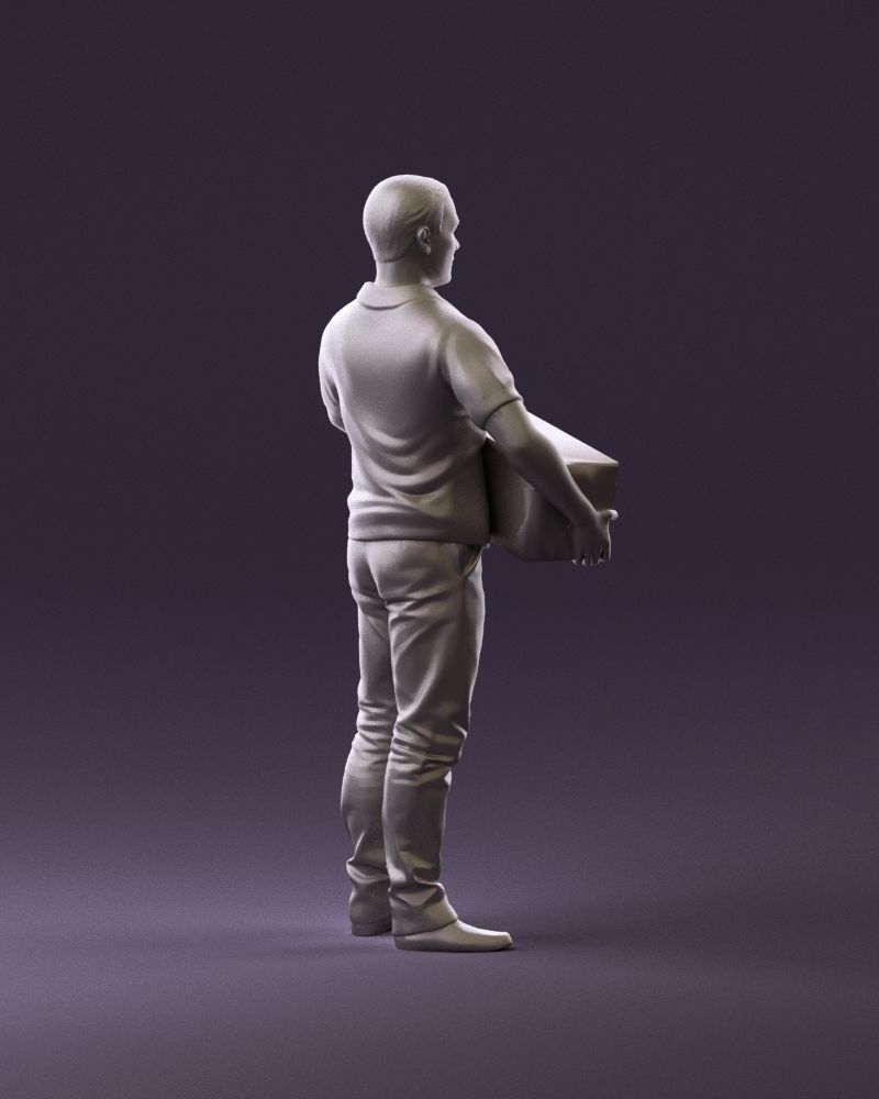 man in white polo jeans box in hands 1094 3D Print Ready 3D print model_5