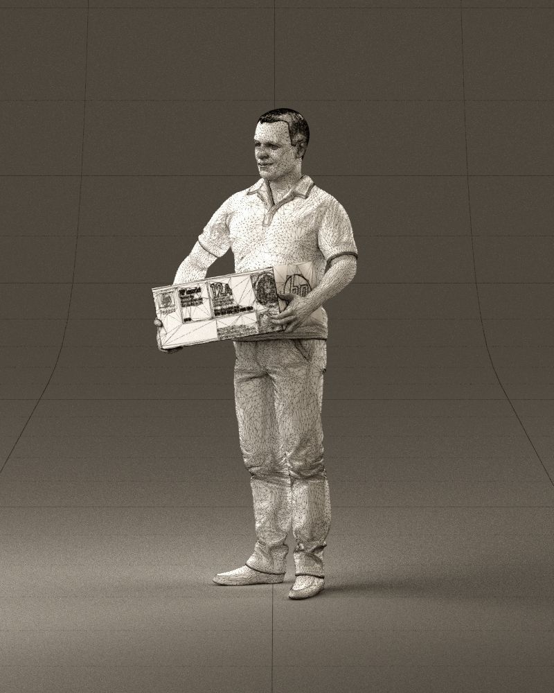 man in white polo jeans box in hands 1094 3D Print Ready 3D print model_34