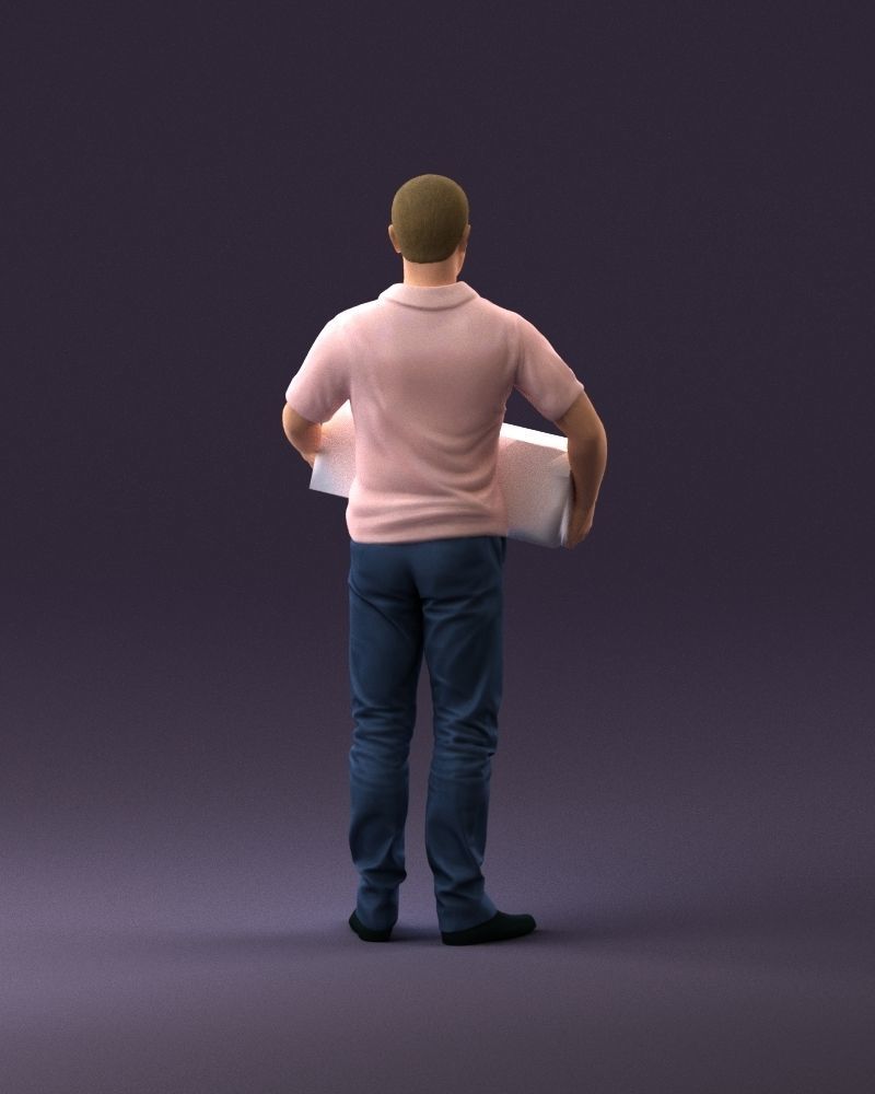 man in white polo jeans box in hands 1094 3D Print Ready 3D print model_18
