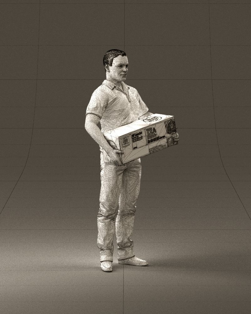 man in white polo jeans box in hands 1094 3D Print Ready 3D print model_27