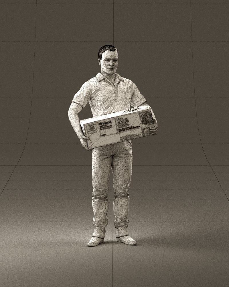 man in white polo jeans box in hands 1094 3D Print Ready 3D print model_26