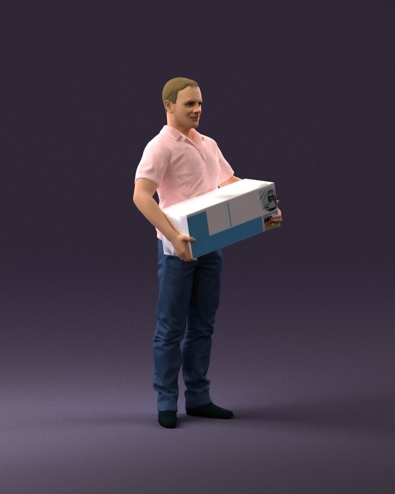 man in white polo jeans box in hands 1094 3D Print Ready 3D print model_15