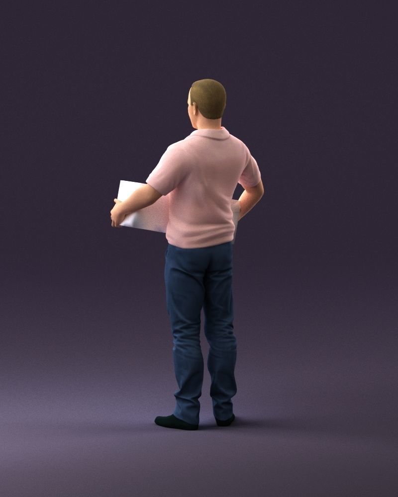 man in white polo jeans box in hands 1094 3D Print Ready 3D print model_19