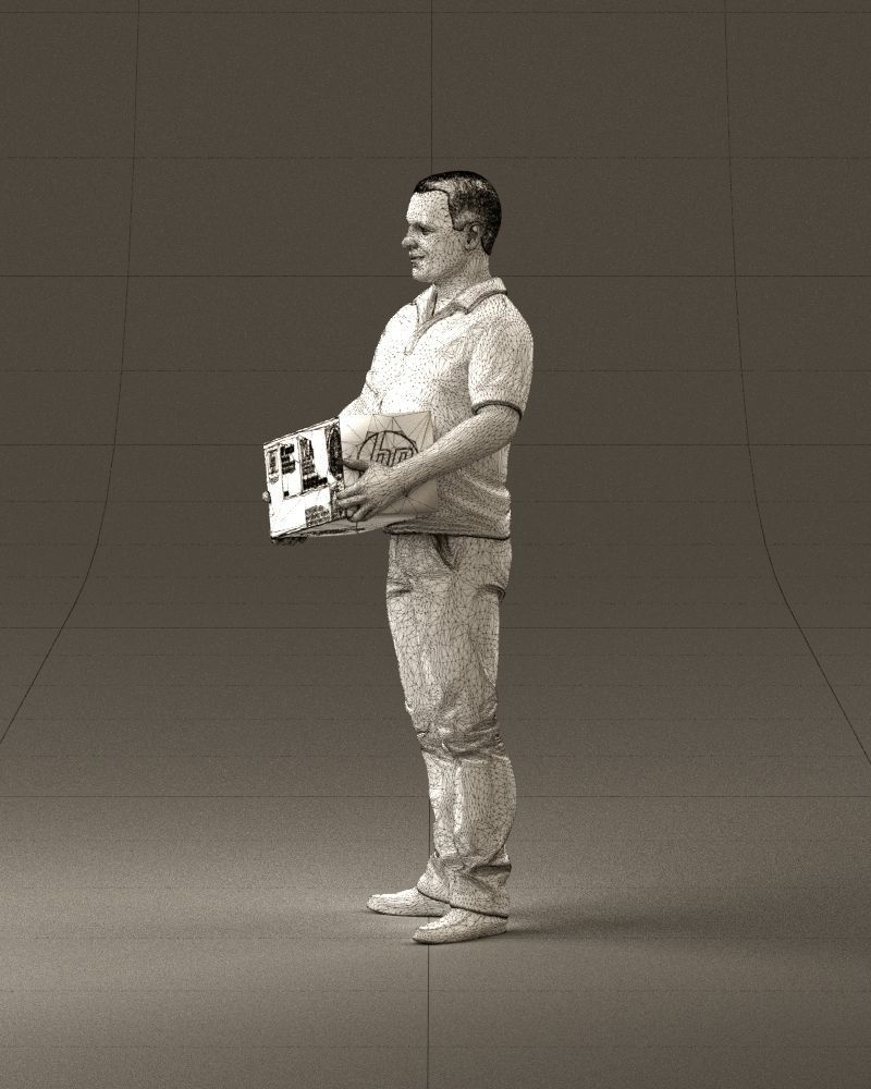 man in white polo jeans box in hands 1094 3D Print Ready 3D print model_33