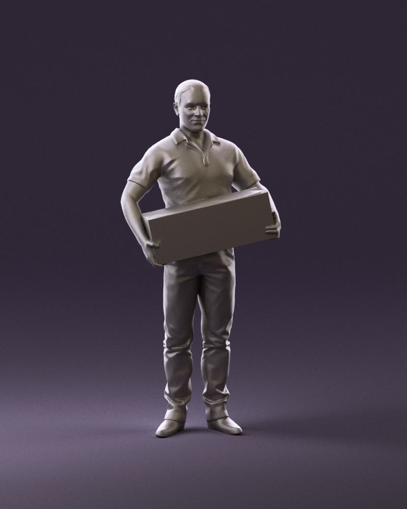 man in white polo jeans box in hands 1094 3D Print Ready 3D print model_2