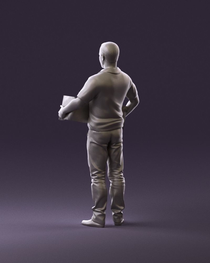 man in white polo jeans box in hands 1094 3D Print Ready 3D print model_7