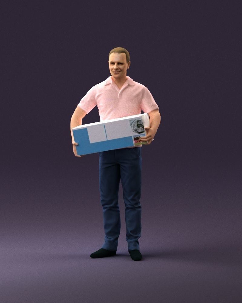 man in white polo jeans box in hands 1094 3D Print Ready 3D print model_12