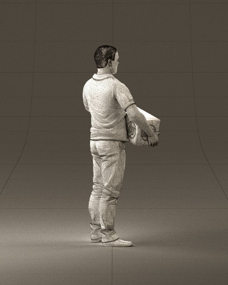man in white polo jeans box in hands 1094 3D Print Ready 3D print model_29