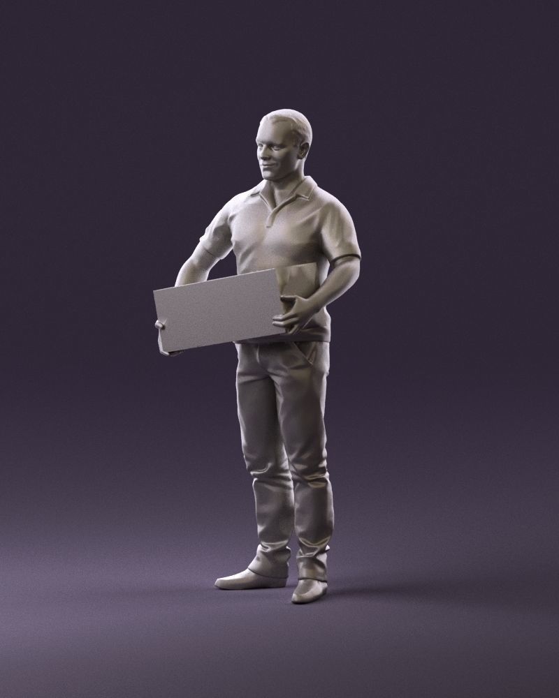 man in white polo jeans box in hands 1094 3D Print Ready 3D print model_10