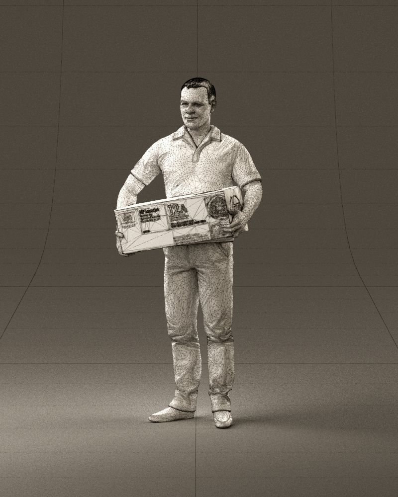 man in white polo jeans box in hands 1094 3D Print Ready 3D print model_35