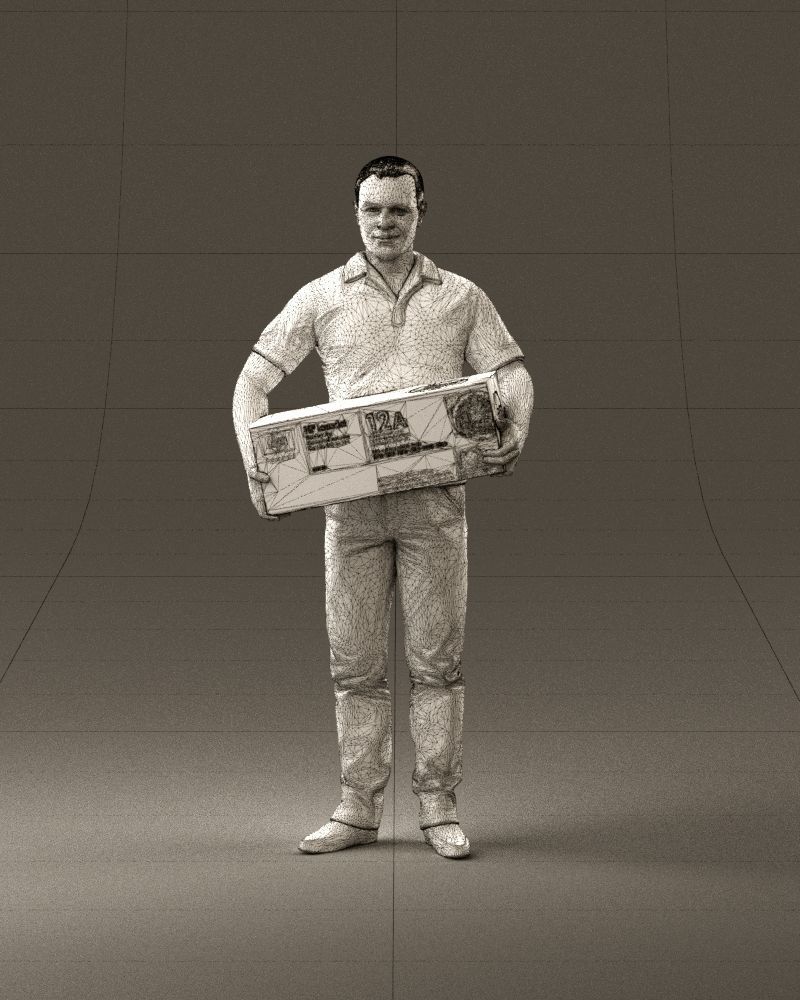 man in white polo jeans box in hands 1094 3D Print Ready 3D print model_25