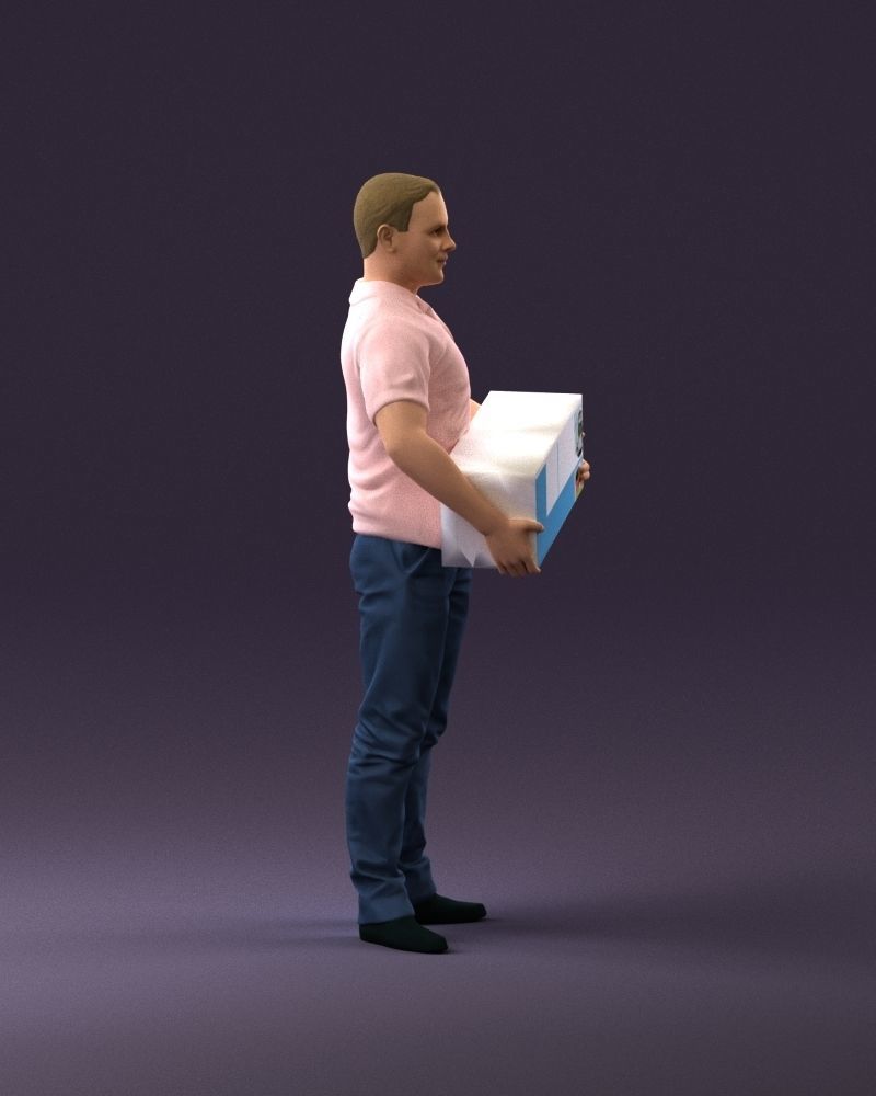 man in white polo jeans box in hands 1094 3D Print Ready 3D print model_16