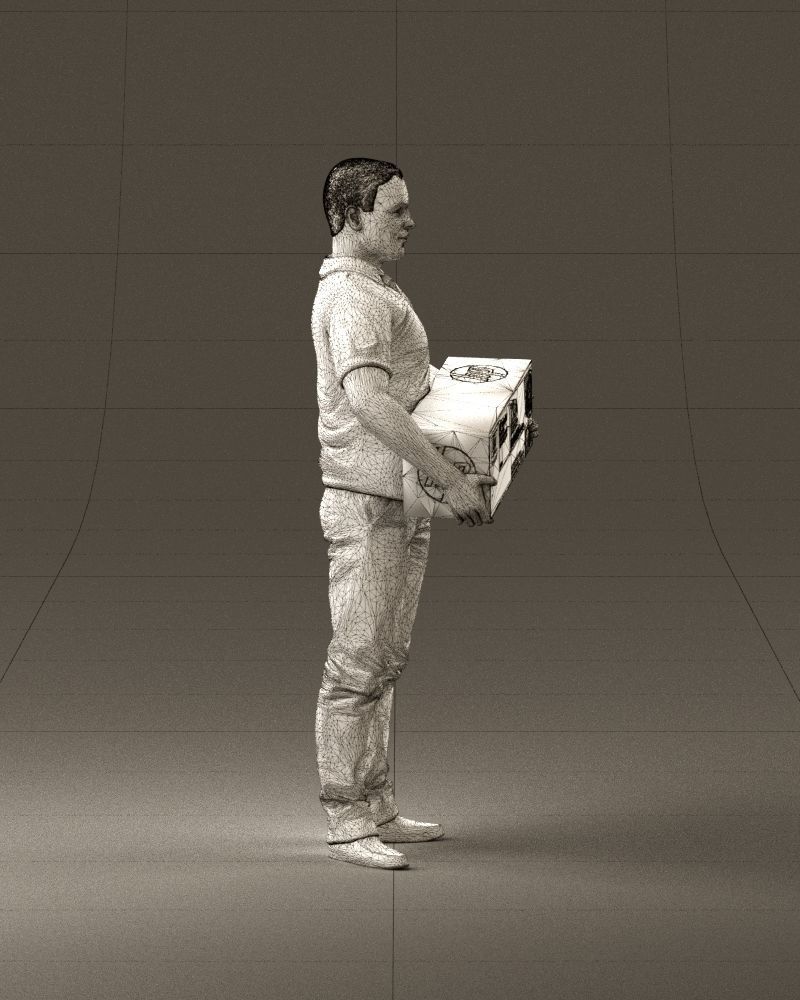 man in white polo jeans box in hands 1094 3D Print Ready 3D print model_28
