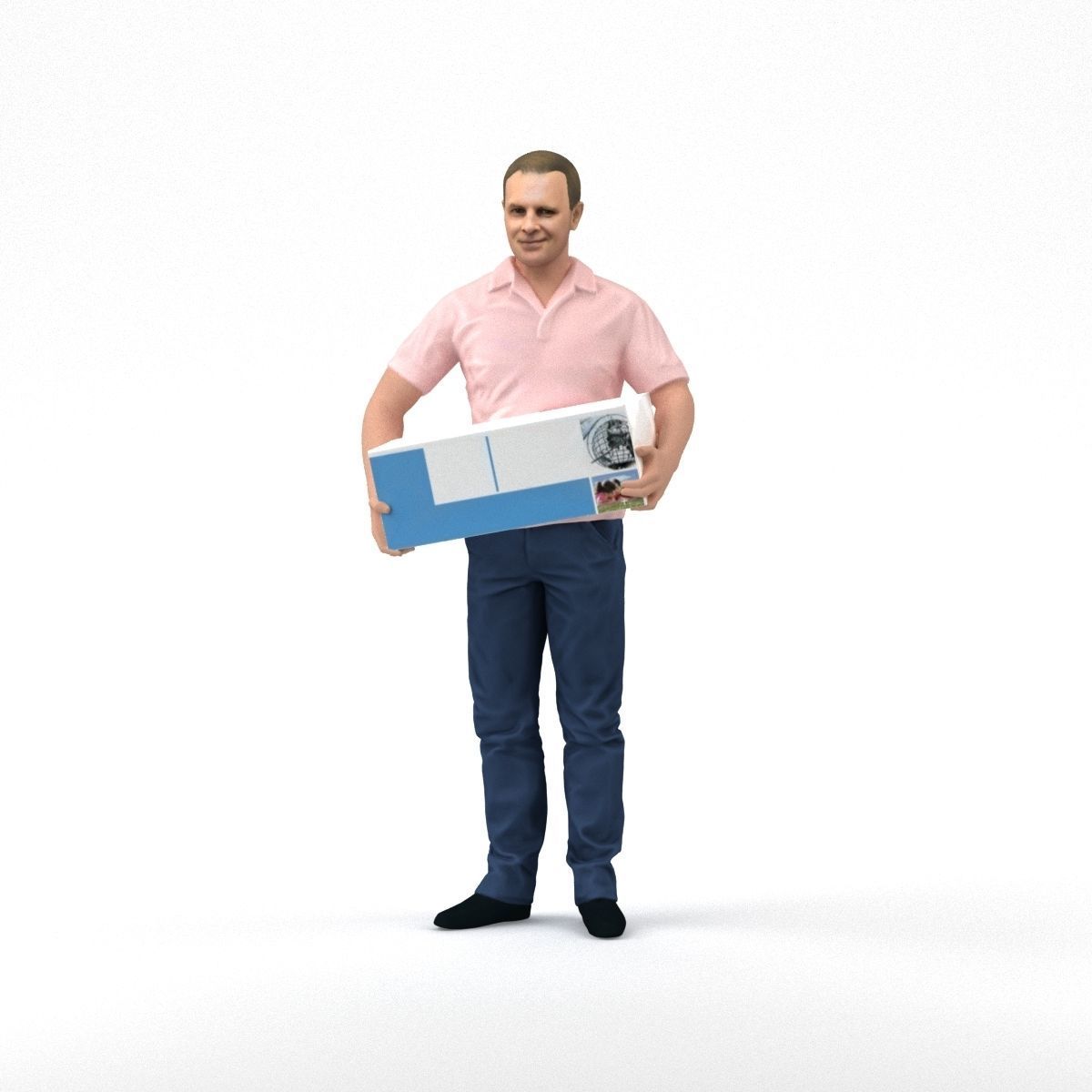 man in white polo jeans box in hands 1094 3D Print Ready 3D print model_36