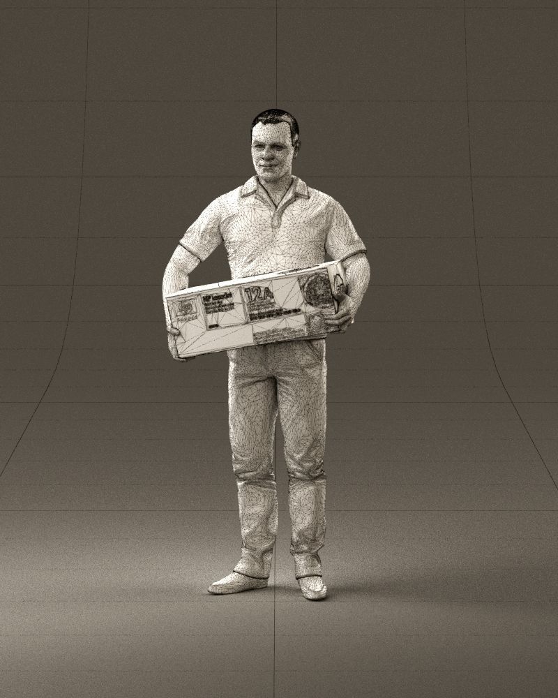 man in white polo jeans box in hands 1094 3D Print Ready 3D print model_24