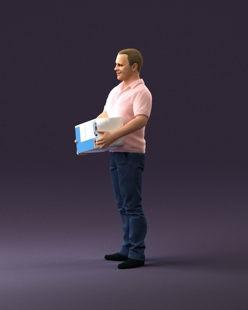 man in white polo jeans box in hands 1094 3D Print Ready 3D print model_21
