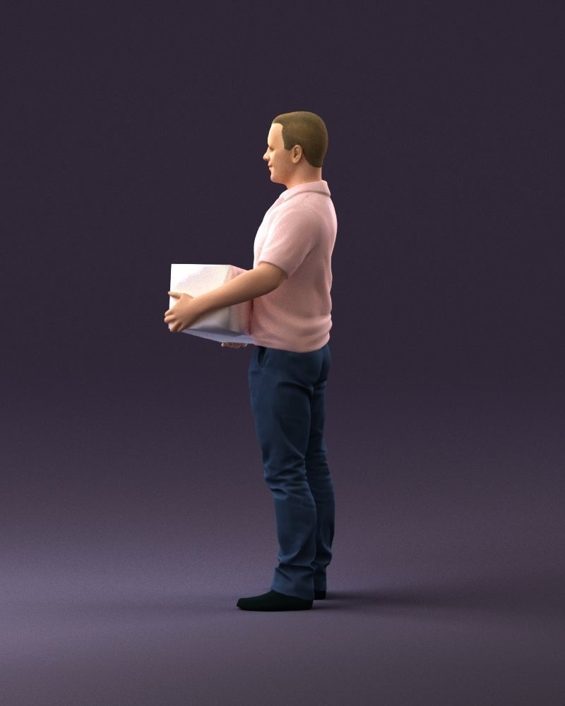 man in white polo jeans box in hands 1094 3D Print Ready 3D print model_20