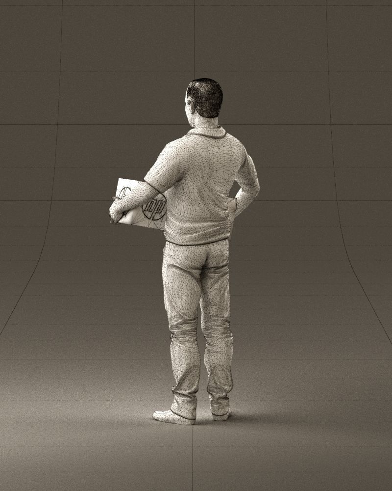 man in white polo jeans box in hands 1094 3D Print Ready 3D print model_31
