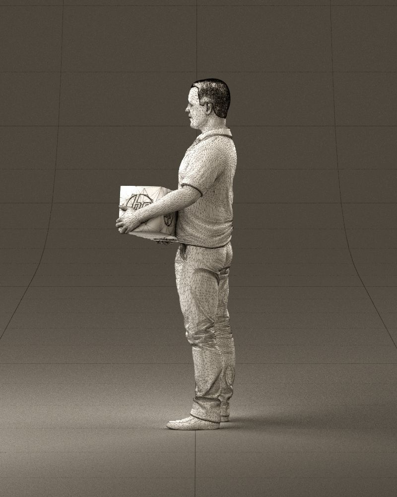 man in white polo jeans box in hands 1094 3D Print Ready 3D print model_32