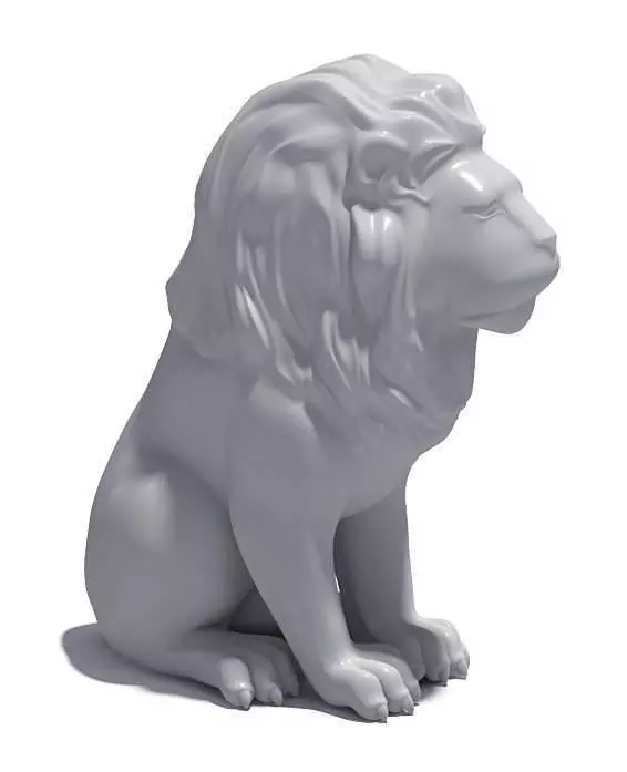 White Lion Sculpture 3D model_0