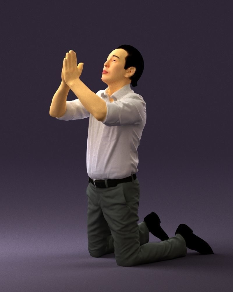 Praying officeman 0811 3D Print Ready 3D print model_21