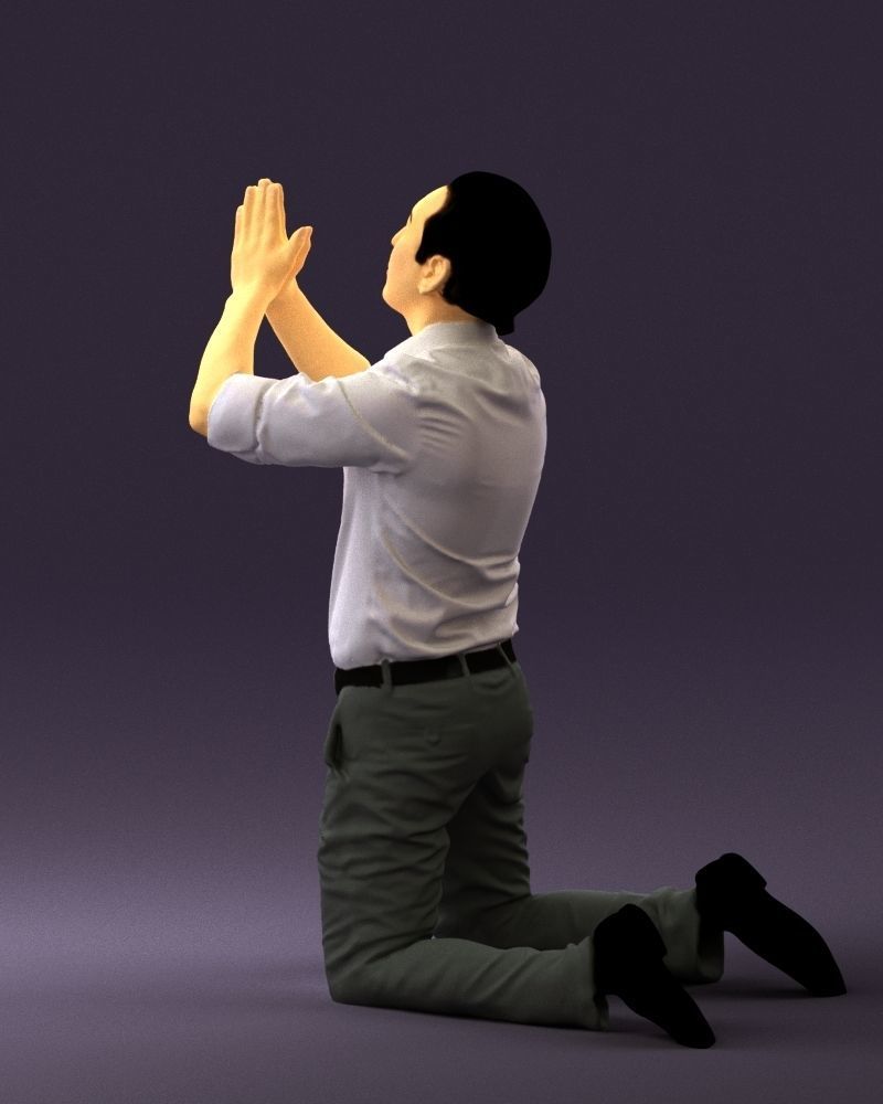 Praying officeman 0811 3D Print Ready 3D print model_17