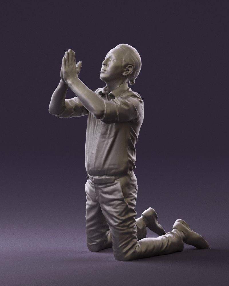 Praying officeman 0811 3D Print Ready 3D print model_20