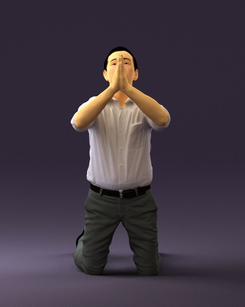 Praying officeman 0811 3D Print Ready 3D print model_5