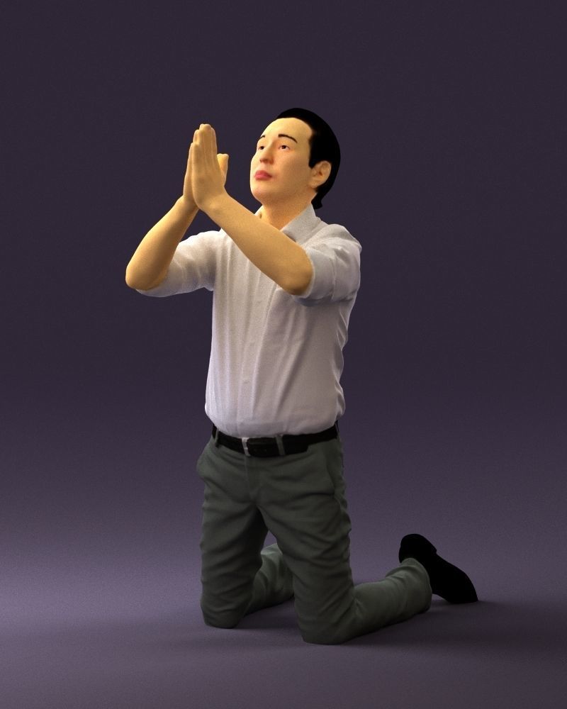 Praying officeman 0811 3D Print Ready 3D print model_23