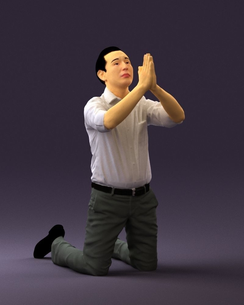 Praying officeman 0811 3D Print Ready 3D print model_7