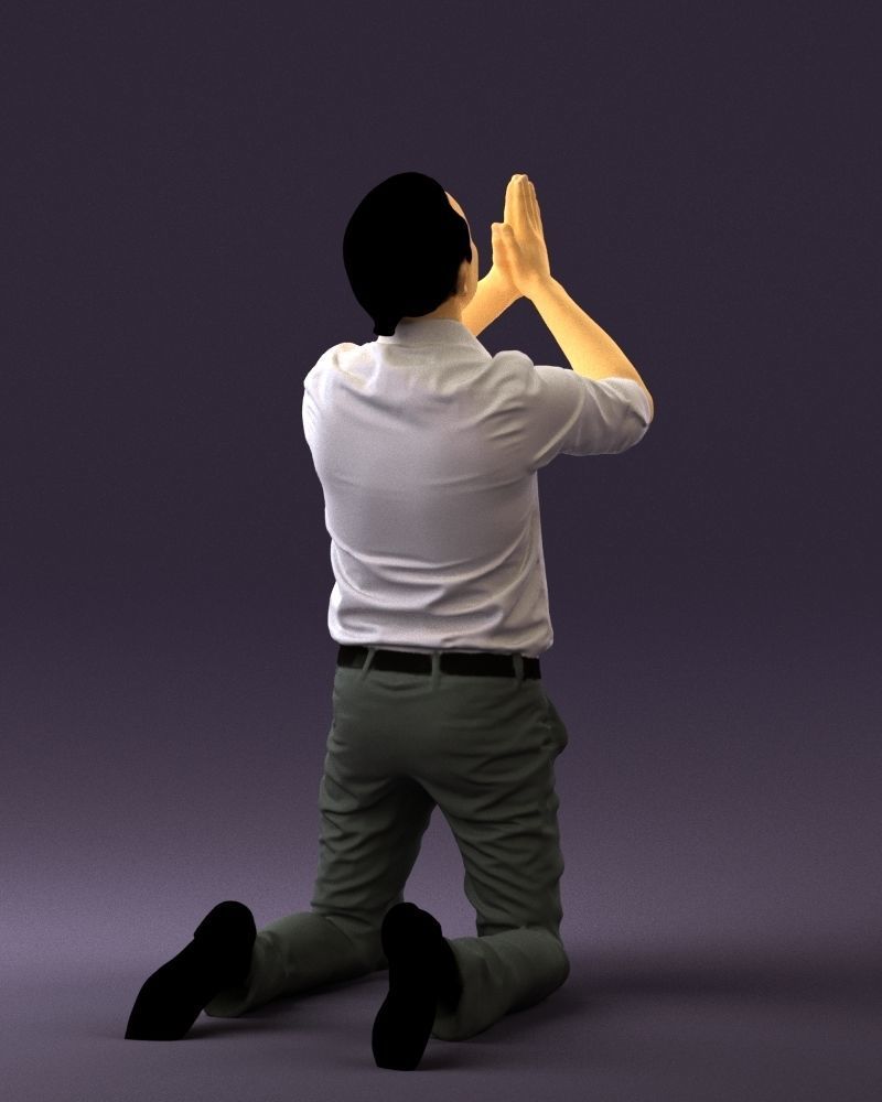 Praying officeman 0811 3D Print Ready 3D print model_13