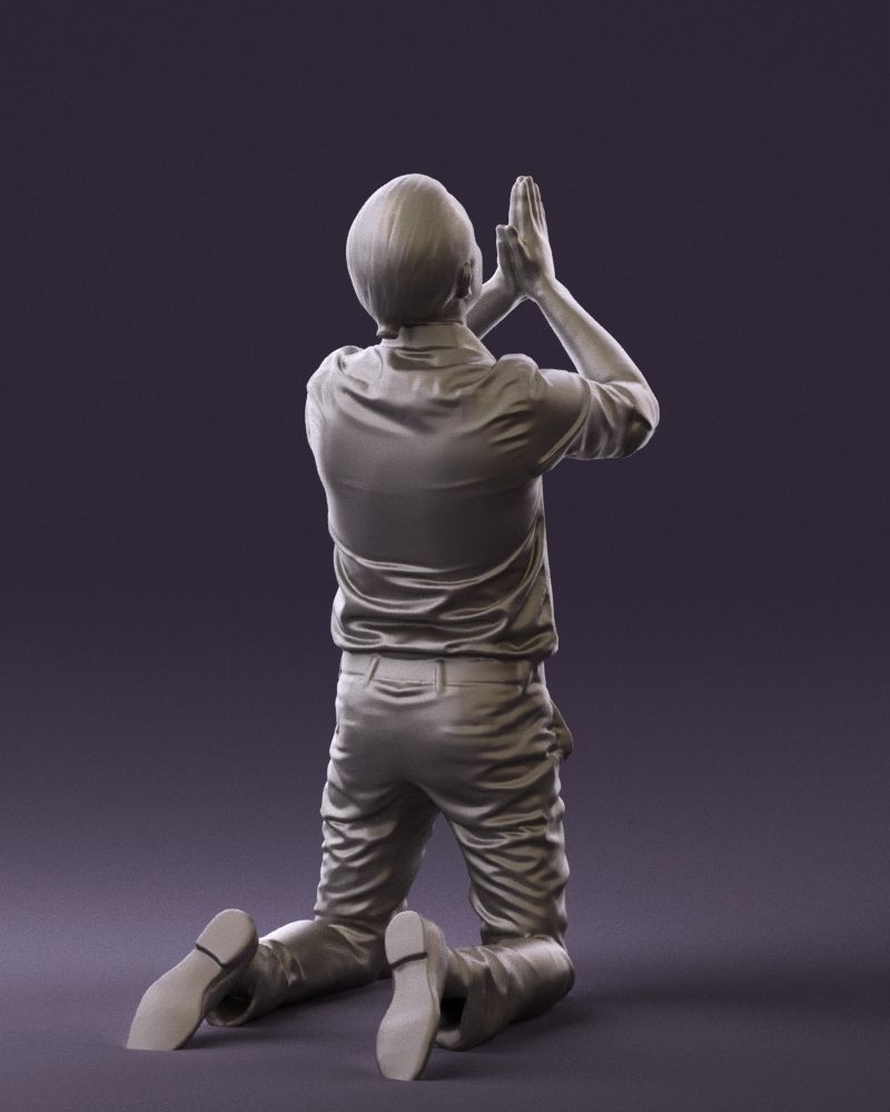 Praying officeman 0811 3D Print Ready 3D print model_12