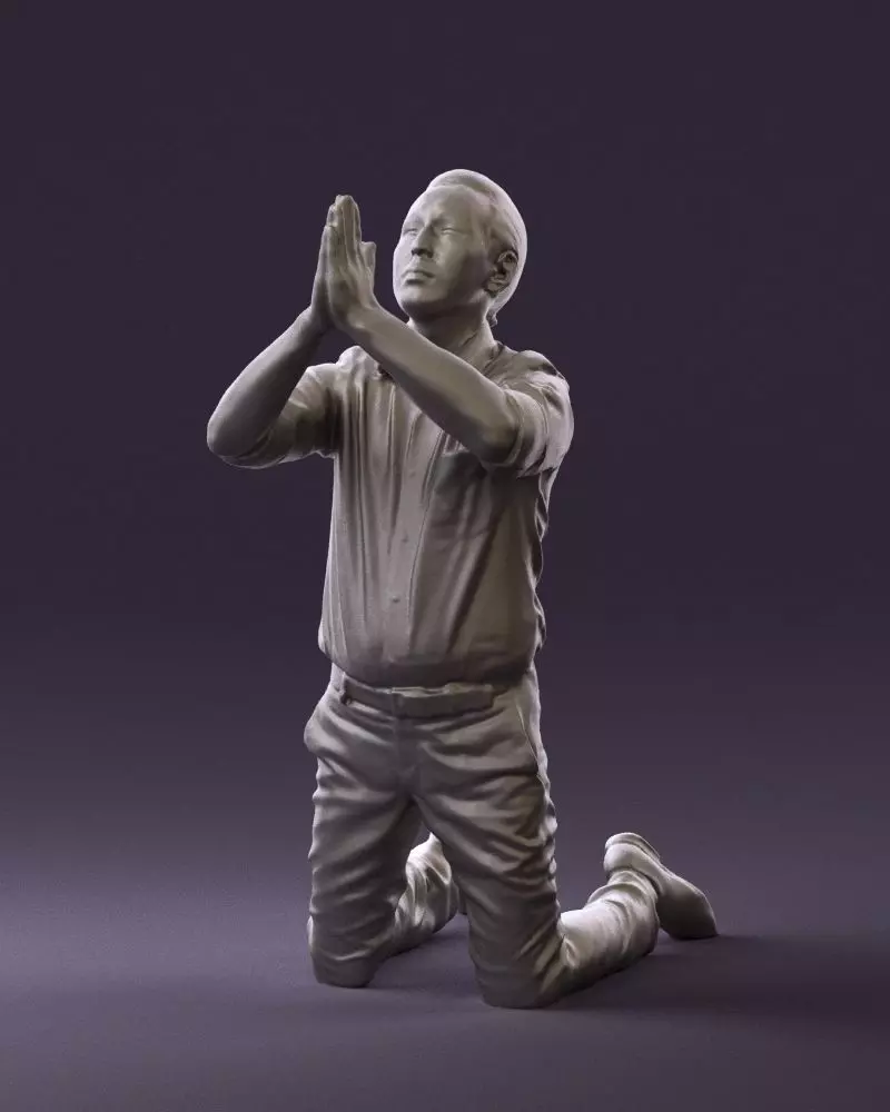 Praying officeman 0811 3D Print Ready 3D print model_0