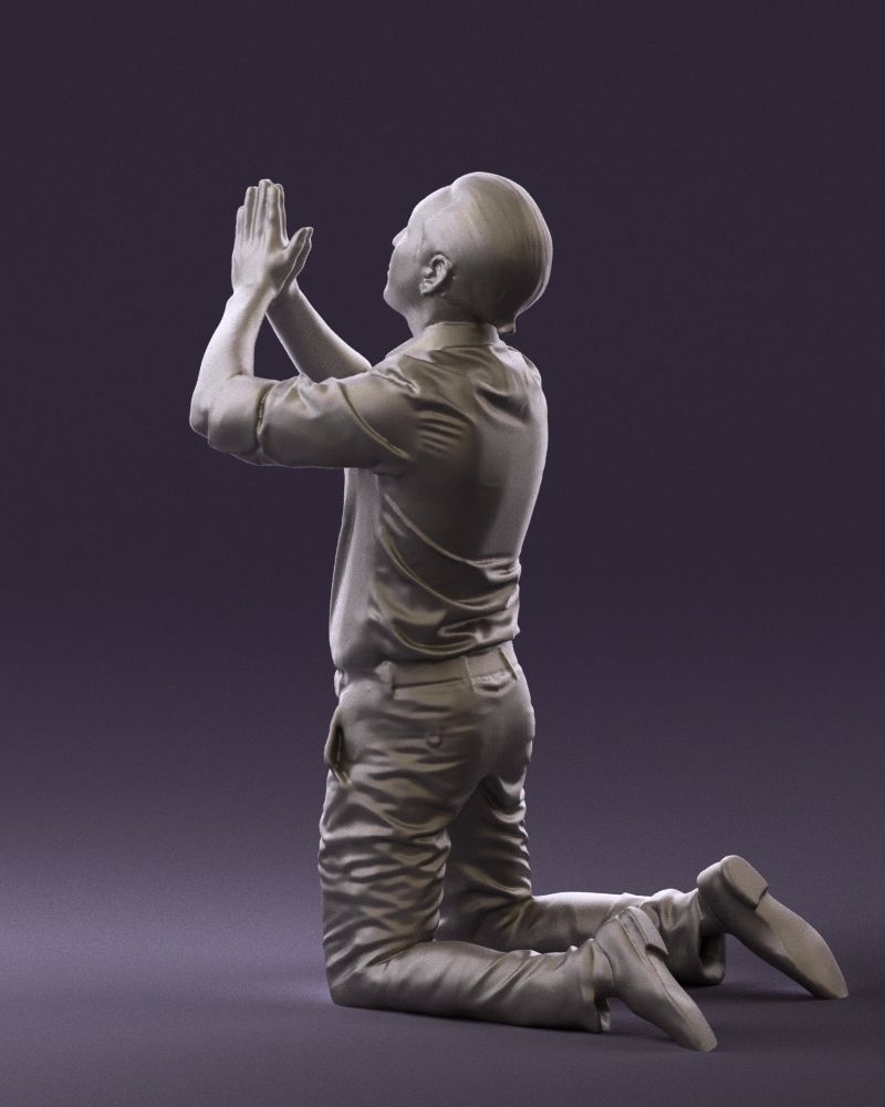 Praying officeman 0811 3D Print Ready 3D print model_16