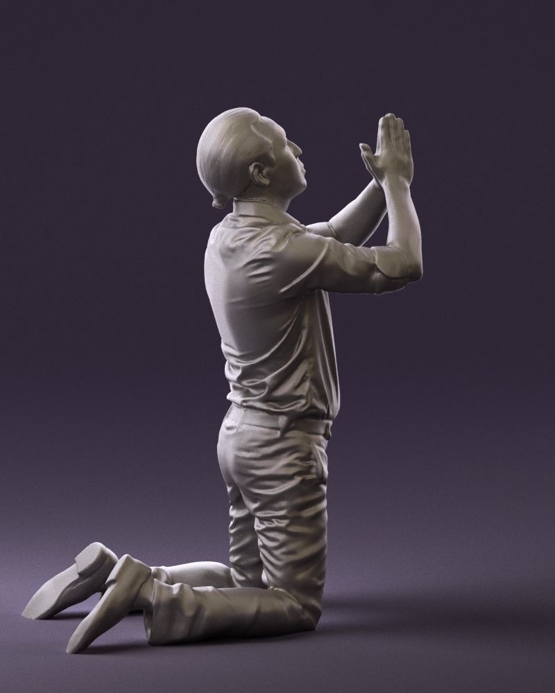 Praying officeman 0811 3D Print Ready 3D print model_10