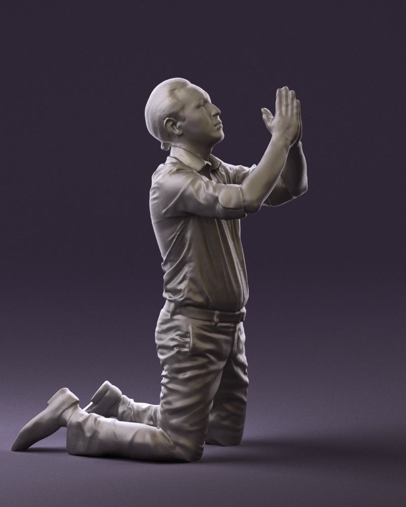 Praying officeman 0811 3D Print Ready 3D print model_8