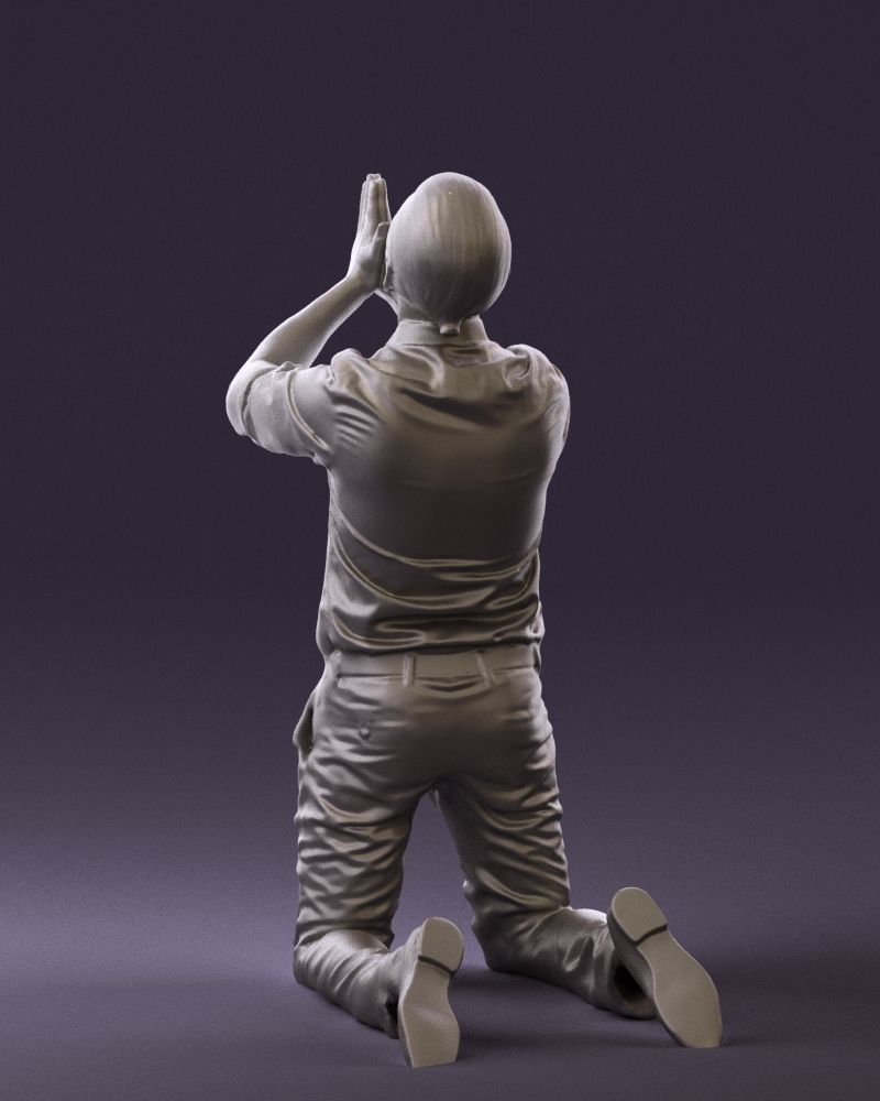 Praying officeman 0811 3D Print Ready 3D print model_14