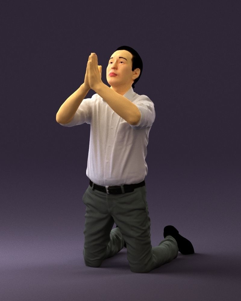 Praying officeman 0811 3D Print Ready 3D print model_25