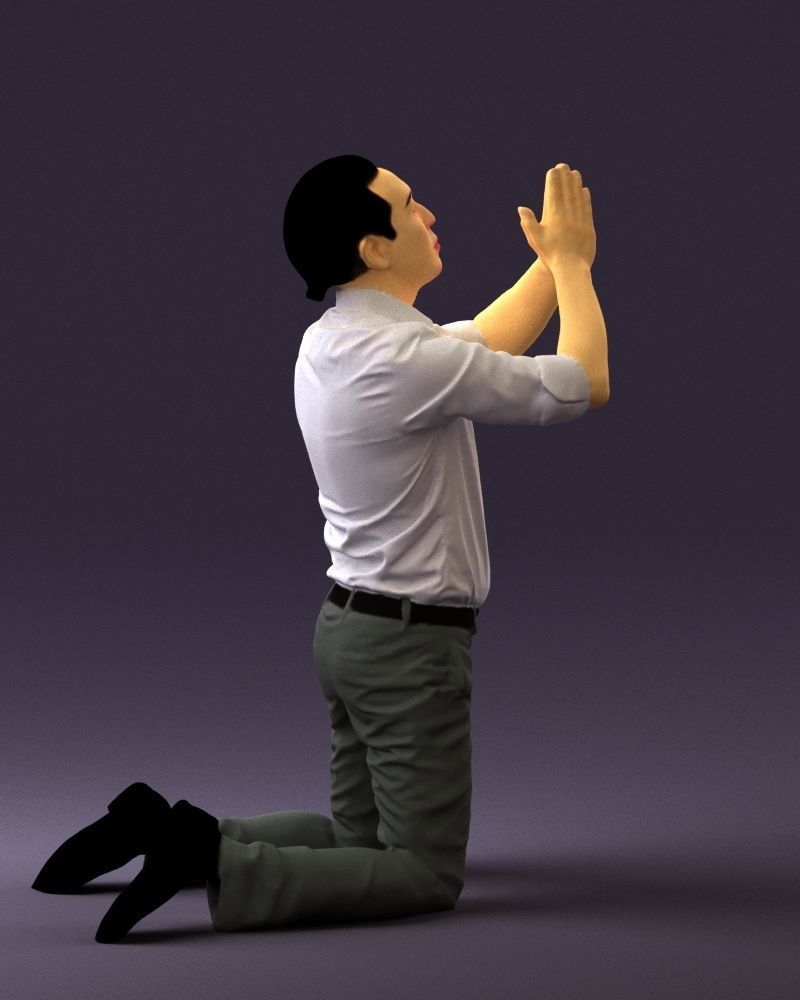 Praying officeman 0811 3D Print Ready 3D print model_11