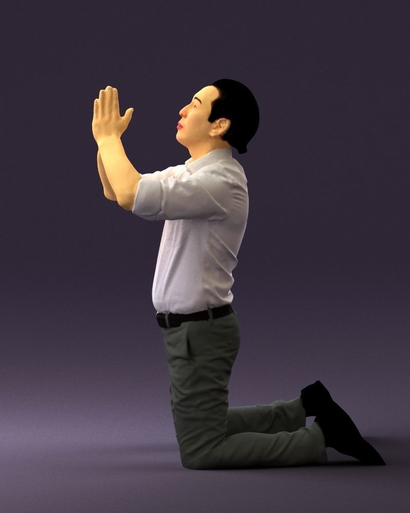 Praying officeman 0811 3D Print Ready 3D print model_19