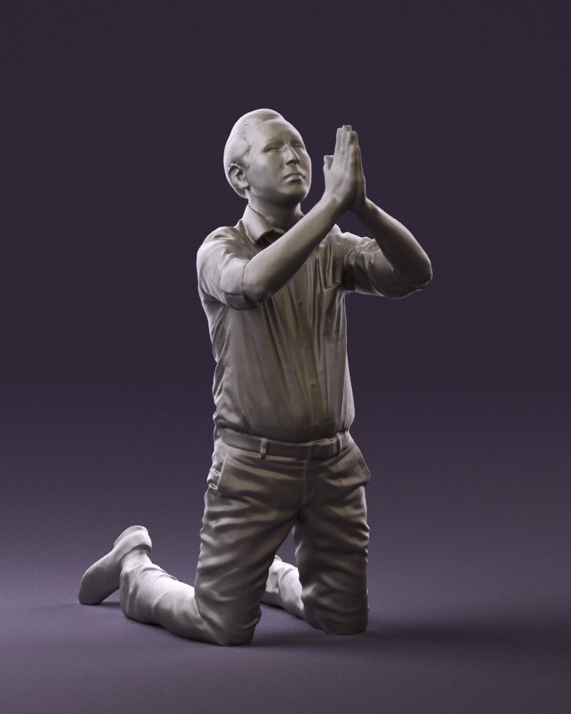 Praying officeman 0811 3D Print Ready 3D print model_6