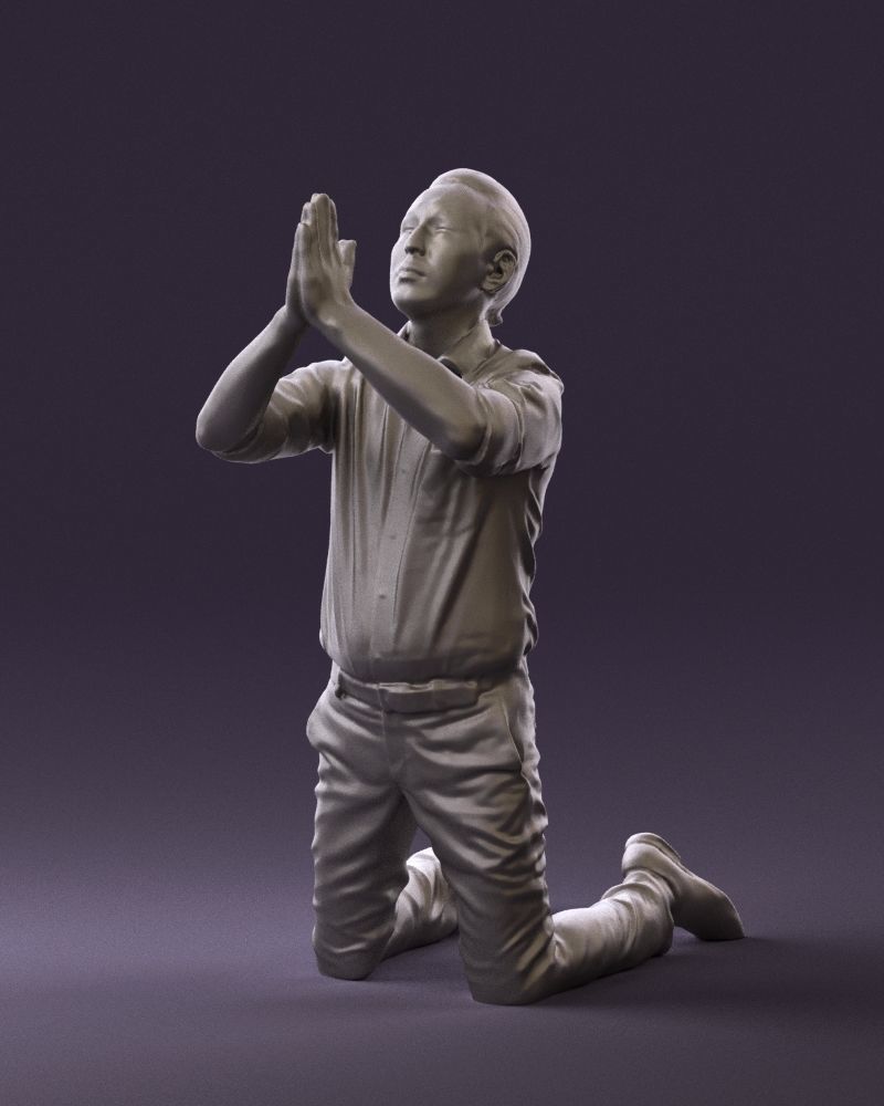 Praying officeman 0811 3D Print Ready 3D print model_22