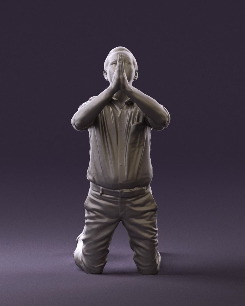 Praying officeman 0811 3D Print Ready 3D print model_4